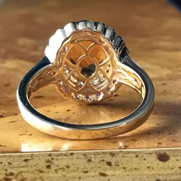 Santa Ana Madeira Citrine Sterling Silver Yellow Gold Vermeil Ring Size 10 - Picture 7 of 9